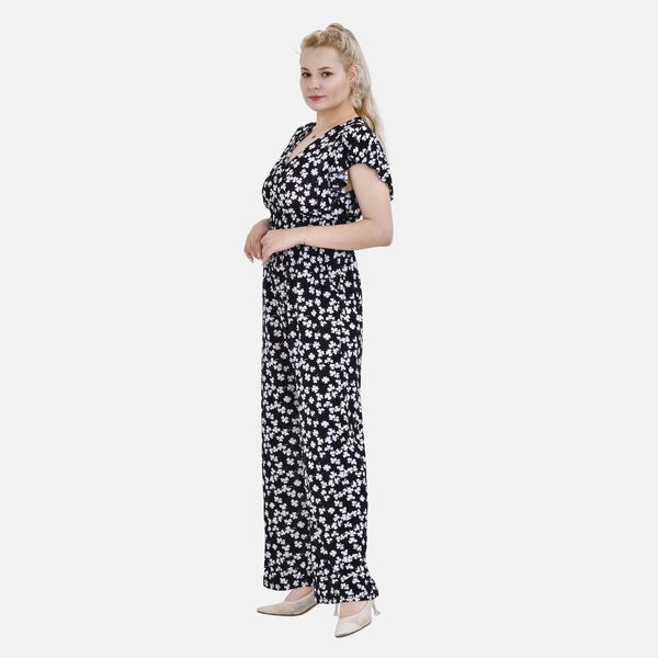 Jumpsuit mit gesmokter Taille und Flatterärmel, schwarz image number 7
