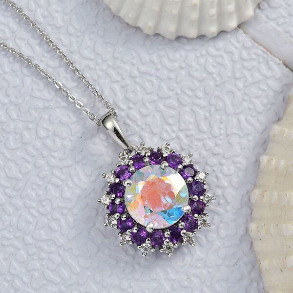 D'Joy Merkur mystischer Topas, Afrikanischer Amethyst Schmuckset ca. 45 cm 925 Silber rhodiniert ca. 5.89 ct image number 1