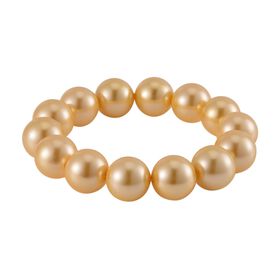 Goldene Muschelkernperle Armband Flexibel