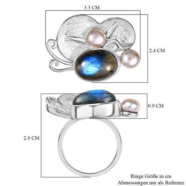AAA Labradorit und Perlen Schmetterling Ring image number 7