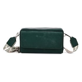 Crossbody-Tasche mit RFID-Schutz und Muster-Schulterriemen, 19x6x11 cm, Grün