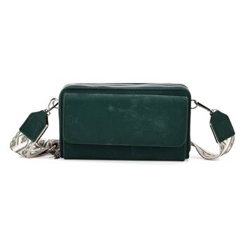 Crossbody-Tasche mit RFID-Schutz und Muster-Schulterriemen, 19x6x11 cm, Gr&uuml;n