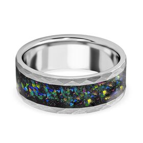 Mehrfarbige Muschelperlen Ring Reines Wolframcarbid (Größe 16.25)