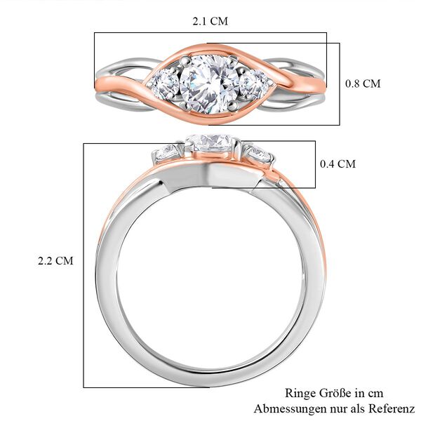 Moissanit Ring 925 Silber, bicolor, (Gr&ouml;&szlig;e 21.00) ca. 0.57 ct image number 8