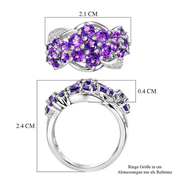 Lusaka Amethyst und Zirkon Ring 925 Silber Platin-&Uuml;berzug image number 7