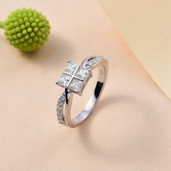 Moissanit Ring 925 Silber rhodiniert (Größe 20.00) ca. 0,82 ct image number 2
