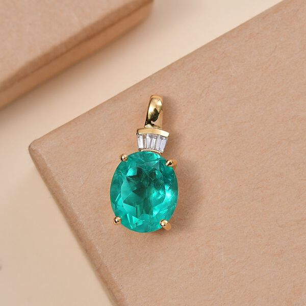 Smaragd Triplett-Quarz und Zirkon Anhänger - 5,54 ct. image number 2