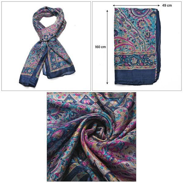 Geschmeidiger Luxuri&ouml;ser 100% Seidenschal, dunkelblau image number 5