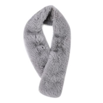 Superweicher Kunstfell-Schal mit 3 Magneten, Hellgrau