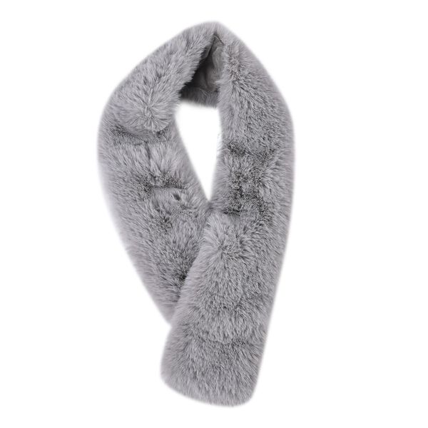 Superweicher Kunstfell-Schal mit 3 Magneten, Hellgrau