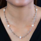 Labradorit, Süßwasser Perle Halskette ca. 50 cm 925 Silber ca. 50.00 ct image number 2