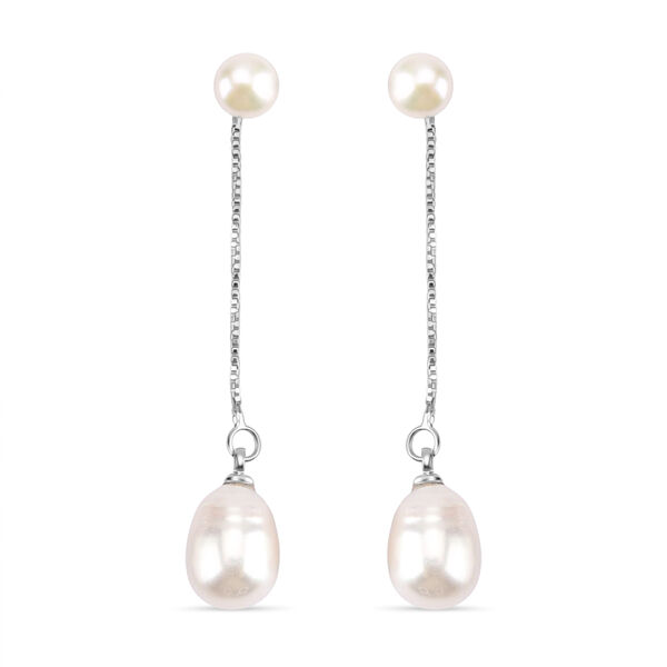 Wei&szlig;e S&uuml;&szlig;wasser Perle Ohrringe Nickelfreies Messing