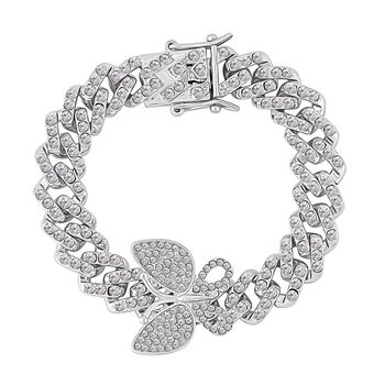 DESIGNER INSPIRIERT Wei&szlig;er Kristall Armband ca. 19 cm, Silberfarben