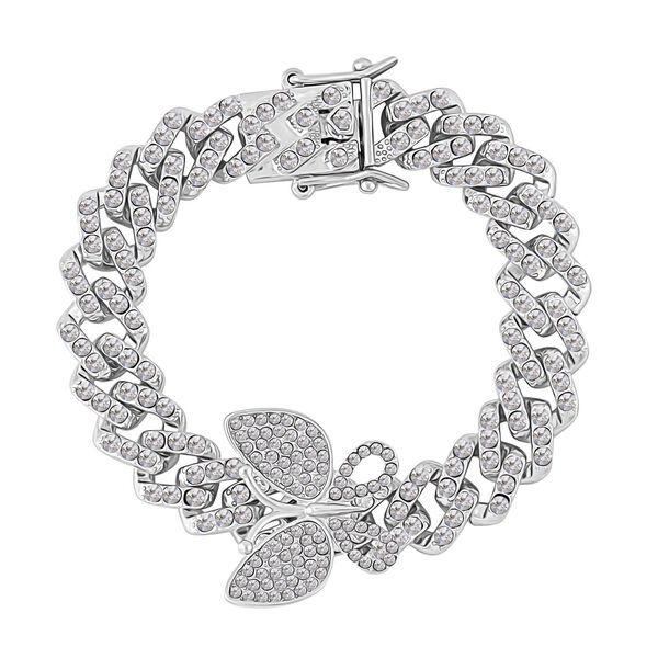 DESIGNER INSPIRIERT Wei&szlig;er Kristall Armband ca. 19 cm, Silberfarben