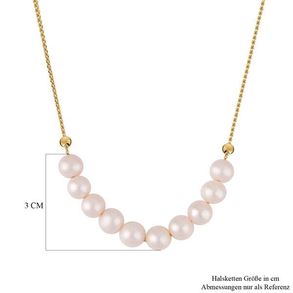 AAA Wei&szlig;e S&uuml;&szlig;wasser Perle Halskette, (7-9mm), ca. 45 cm 925 Silber vergoldet image number 5