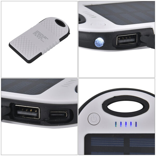 Solarbetriebene Powerbank mit USB Anschluss, Wei&szlig; image number 8