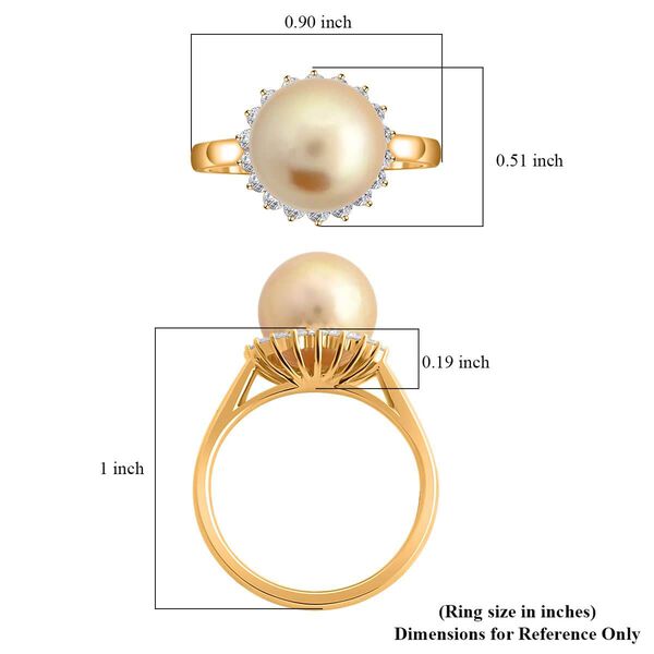 ILIANA zertifiziert und gepr&uuml;ft AAA goldene S&uuml;dsee Perle und SI-GH Diamant Ring in 750 Gold image number 6