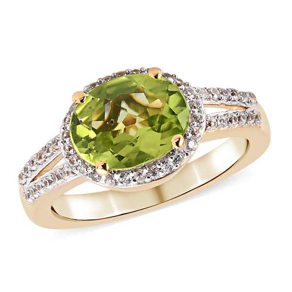 Nat&uuml;rlicher Peridot und Zirkon-Ring, 925 Silber vergoldet  ca. 2,32 ct image number 4