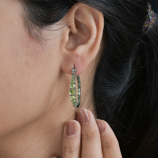 Natürliche Peridot Ohrringe, Edelstahl, ca. 3.72 ct image number 2