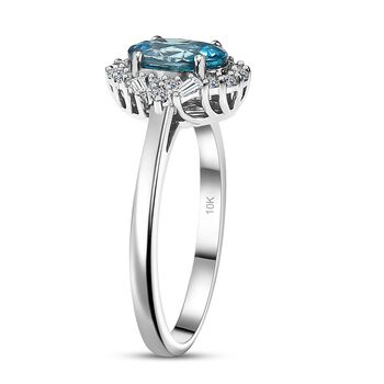 LUXURIANT AAA blauer Zirkon und Labor Diamant Ring in 417 Wei&szlig;gold - 2,50 ct.