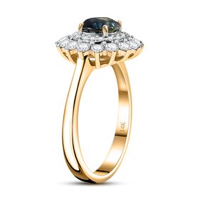 AAA Lavendel-Saphir, Weißer Diamant Ring 585 Gold (Größe 17.00) ca. 1,63 ct