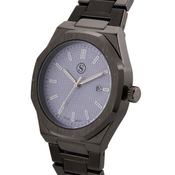 STRADA - Armbanduhr mit japanischem Uhrwerk und Datumsanzeige, Legierungsgeh&auml;use  Sandstrahleffekt, bicolor, Schwarz