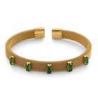Grüner Kristall Armreif, flexibel, Reiner Edelstahl, goldfarben