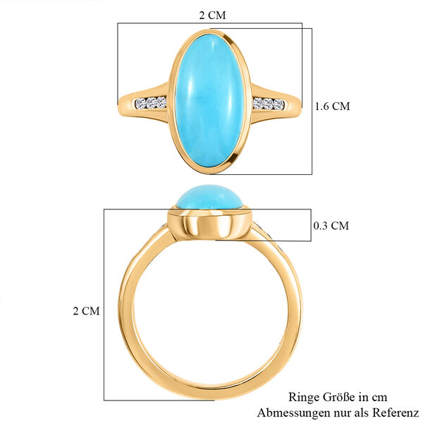 Amerikanischer, nat&uuml;rlicher Sleeping Beauty T&uuml;rkis und Zirkon-Ring - 3,30 ct. image number 7