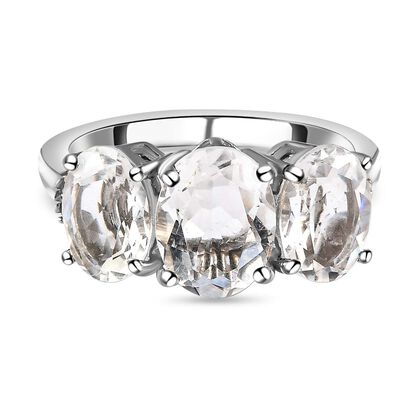 Mexikanischer nat&uuml;rlicher Hyalit Opal Ring, 925 Silber platiniert, (Gr&ouml;&szlig;e 18.00), ca. 3.11 ct