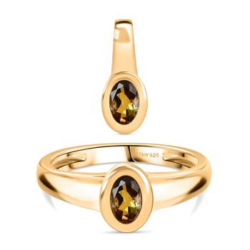 D'Joy AA Andalusit Schmuckset 925 Silber 750 Gelb Vergoldet (Gr&ouml;&szlig;e 19) ca. 0.98 ct