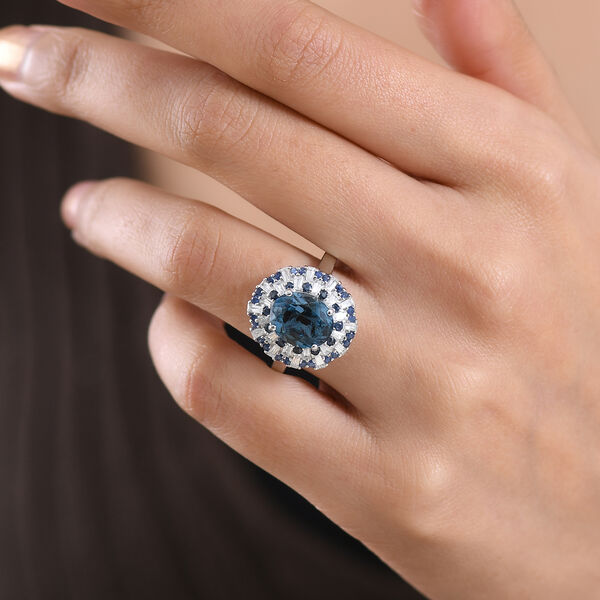 D'Joy London Blau Topas, Wei&szlig;er Zirkon Ring 925 Silber rhodiniert (Gr&ouml;&szlig;e 17.00) ca. 6,53 ct image number 2