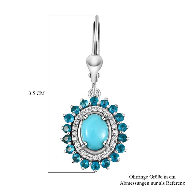 Nat&uuml;rliche Sleeping Beauty T&uuml;rkis und Neon Apatit und Zirkon-Ohrh&auml;nger - 3,25 ct. image number 6