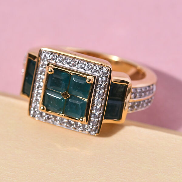 Grandidierit und Zirkon-Ring, 925 Silber Gelbgold Vermeil  ca. 1,58 ct image number 2