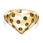 Natürlicher Chromdiopsid Ring, 925 Silber, 750 Gelbgold Vermeil (Größe 18.00), ca. 1.25 ct