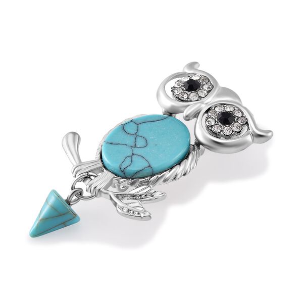 Blauer Howlit, Schwarzer Kristall Brosche image number 3