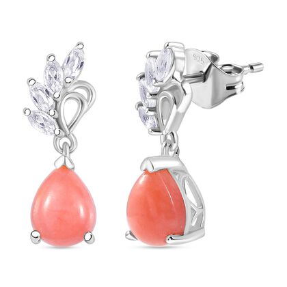 AA Vinicunca-Peruanischer Opal, Wei&szlig;er Topas Ohrringe 925 Silber platiniert ca. 3,77 ct.