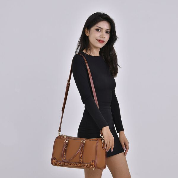 Grand Pelle  - Echtleder Umhängetasche, 34,5x15x21 cm, hellbraun image number 8