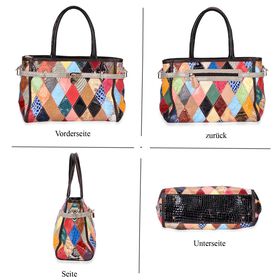 Chaos by Elsie - Echtleder Umhängetasche mit RFID-Schutz, Glänzendes Krokodil-Prägemuster, 34x14 x25 cm