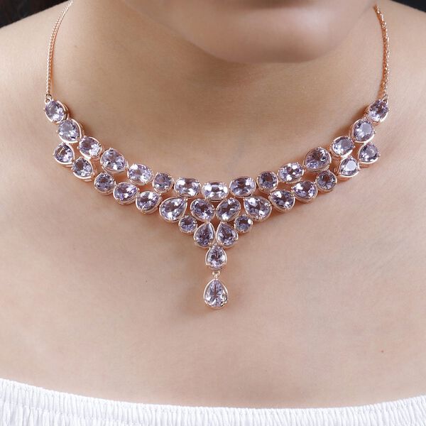 Rose de France Amethyst Collier, ca. 45 cm, 925 Silber rosévergoldet ca. 35.67 ct image number 2