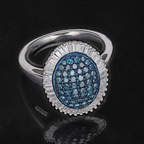 Diamantring mit blauen und weißen Diamanten, 1 ct. image number 6