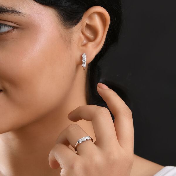 D'Joy zweifarbiges Moissanit Schmuckset, 925 Silber rhodiniert und rosévergoldet - 2 ct. image number 3