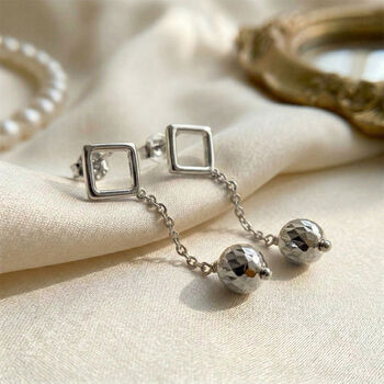 Geometrische Kugel Ohrh&auml;nger, 925 Silber