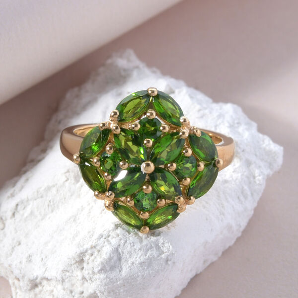 Nat&uuml;rlicher Chromdiopsid Ring 925 Silber vergoldet  ca. 2,29 ct image number 2