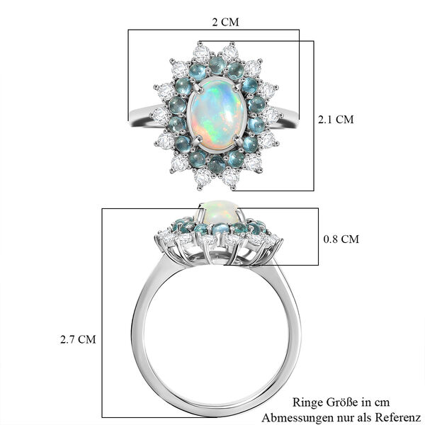 AA Nat&uuml;rlicher, &auml;thiopischer Welo Opal, Wei&szlig;er Zirkon Ring 925 Silber rhodiniert (Gr&ouml;&szlig;e 17.00) ca. 2,28 ct image number 7