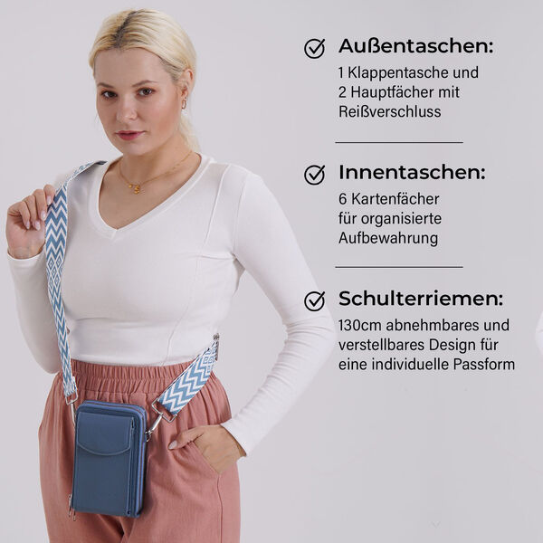 Crossbody Tasche mit RFID-Schutz, 11x6x17,5cm, Blau image number 3