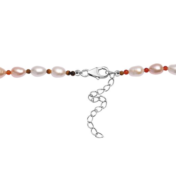 Mehrfarbige S&uuml;&szlig;wasserperle und Multi Edelstein 45cm Halskette image number 5