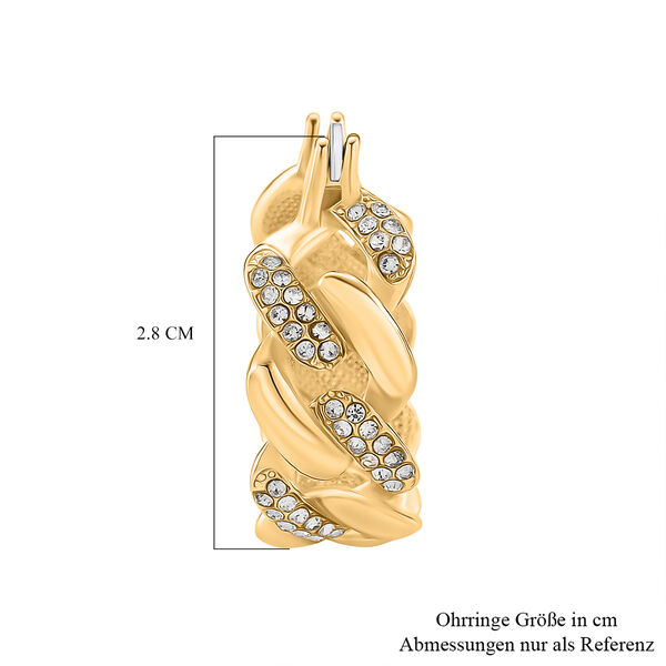 Wei&szlig;er Kristall Ohrringe Nickelfreies Messing, Goldfarben image number 6