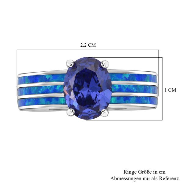 Tansanit Zirkonia und simulierter blauer Opal-Ring image number 6