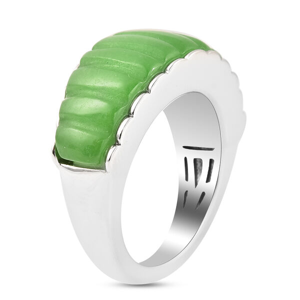 Grüne Jade Ring 925 Silber Rhodium-Überzug image number 4