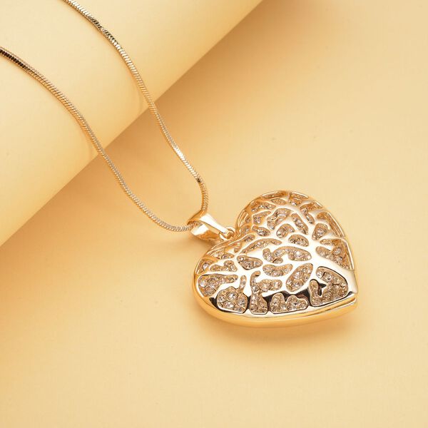 Wei&szlig;er Kristall-Herz-Anh&auml;nger mit Kette - 1,50 ct. image number 2